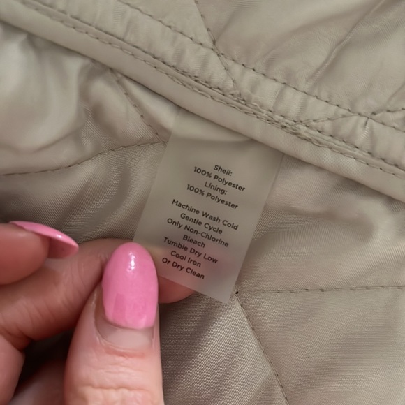 Talbots Quilted Equestrian Jacket Button Front Cowl Neck 1x Lightweight Khaki - Picture 13 of 13